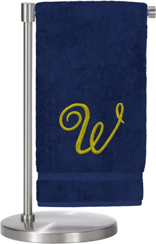 Vista 42 de Script R - Toalla de baño con monograma, regalo personalizado, 27 x 54 pulgadas, juego de 1 toalla bordada con texto dorado, 100% algodón turco Navy