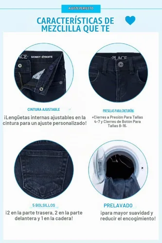 Vista 6 de The Children's Place Vaqueros rectos para bebé niño azul (Liberty Blue)