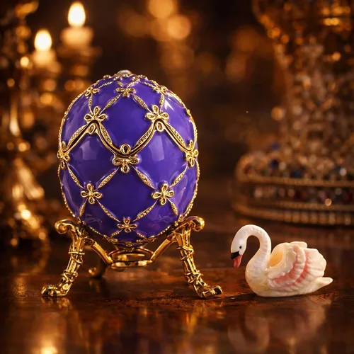 Vista 2 de BestPysanky 1906 El huevo imperial real de cisne en púrpura