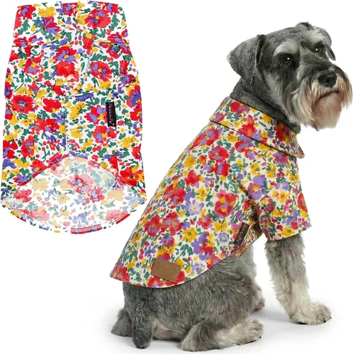 Vista 52 de Parisian Pet Camisa para perro de Amazonia - Ropa de algodón para perros pequeños - Elegante traje tropical para perros - Ropa ligera y suave