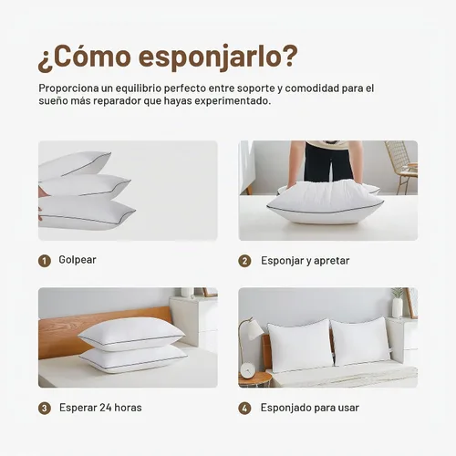 Vista 6 de Acanva Almohadas de Cama Refrescantes para Dormir, Relleno de Microfibra 3D de Calidad de Hotel de Lujo con Funda Transpirable para Personas que