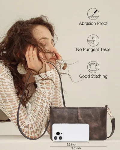 Vista 3 de BOSTANTEN Monederos pequeños para mujer, bolsos cruzados de cuero, monederos de mano sobre