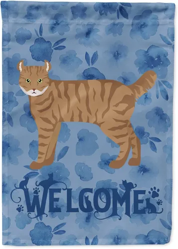 Vista 364 de Caroline's Treasures CK4813CHF - Bandera de bienvenida con gato abisinio azul, manga grande, para porche, para colgar en la pared, poliéster