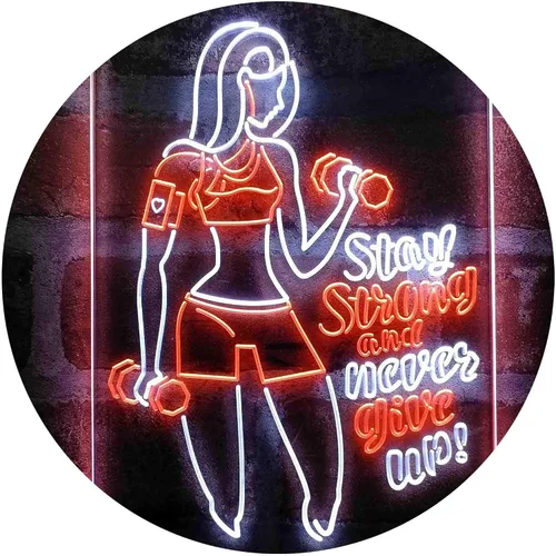 Vista 14 de ADVPRO Fitness Club Gym Stay Strong Never Give Up Dual Color LED Neon Sign azul & rojo 8 x 12 pulgadas st6s23-i4043-br