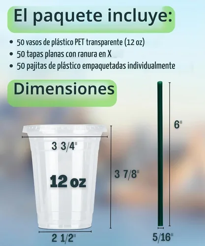 Vista 3 de [50 juegos] Vasos de plástico transparente de 12 onzas con tapas y popotes, tazas desechables para café helado con tapas, tazas transparentes