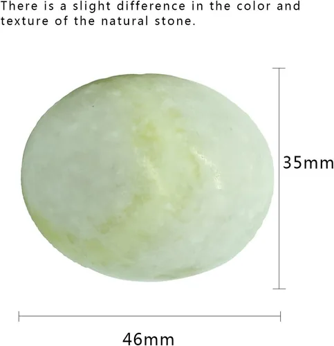 Vista 2 de BRABUD Bolas de estrés de ejercicio chino ovaladas de mármol Baoding en piedra natural Craft Collection BS174 (verde claro)