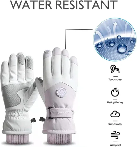 Vista 2 de ZJRXM Guantes de esquí impermeables para pantalla táctil guantes de nieve para hombres y mujeres antideslizantes guantes de invierno cálidos
