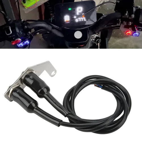 Vista 3 de Interruptor LED universal para faros delanteros de motocicleta con luz antiniebla de acero inoxidable, botón de interruptor de encendido y apagado