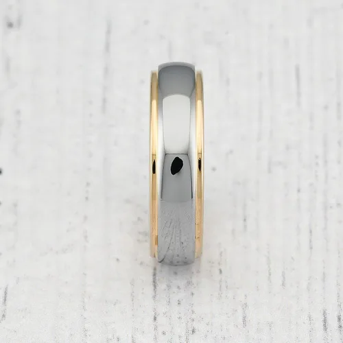 Vista 3 de 100S JEWELRY Anillos de tungsteno personalizados grabados de 0.39 pulgadas para hombres y mujeres, anillo de boda de dos tonos dorados y plateados