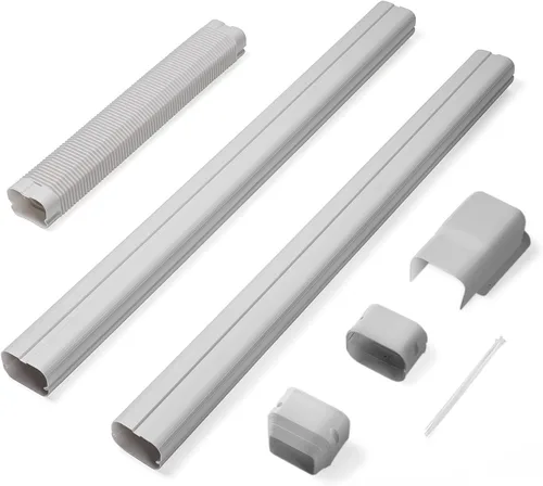Vista 9 de TURBRO 3 '' W × 7.5' L Línea decorativa PVC Kit de cubierta para mini split y aire acondicionado central, sistemas de bombas de calor de CA Plateado