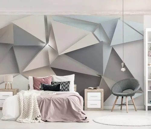 Vista 5 de Murwall Geometric Wallpaper Trigon Wall Mural Architects Office Wall Decor Modern Home Design Living Room Bedroom Entryway