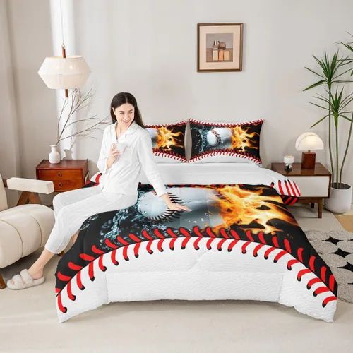 Vista 27 de Juego de ropa de cama de baloncesto para niños y adolescentes, juego de edredón deportivo para niños, tamaño matrimonial, suave, ligero, decoración