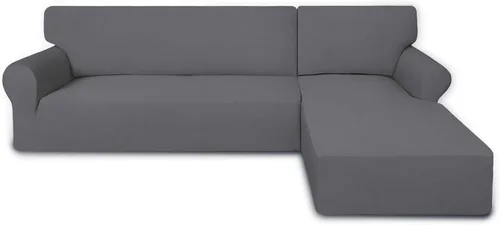 Vista 16 de PureFit - Fundas superelásticas para sofá modular en L, 2 fundas de elastano antideslizantes con borde elástico, ideal para niños y mascotas