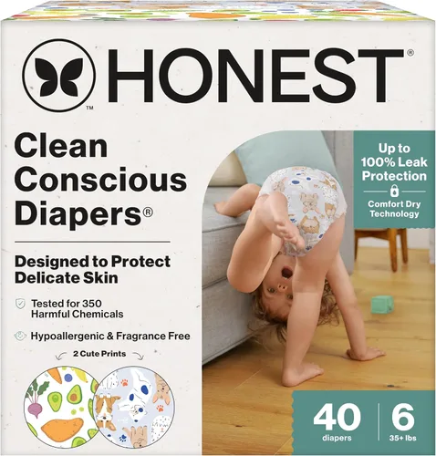 Vista 18 de The Honest Company Clean Conscious - Pañales para pieles delicadas, hasta un 100% a prueba de fugas, hipoalergénicos, sin fragancia, género neutro
