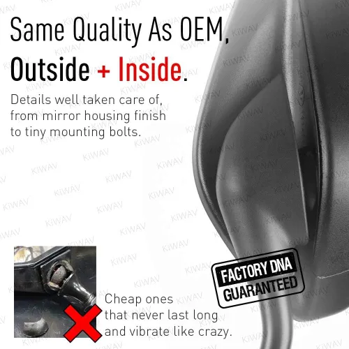 Vista 2 de KiWAV Espejo de repuesto de calidad OEM para motocicleta, certificado E-Mark FD320 compatible con Ducati Scrambler 800 (15 pies) mano izquierda x 1