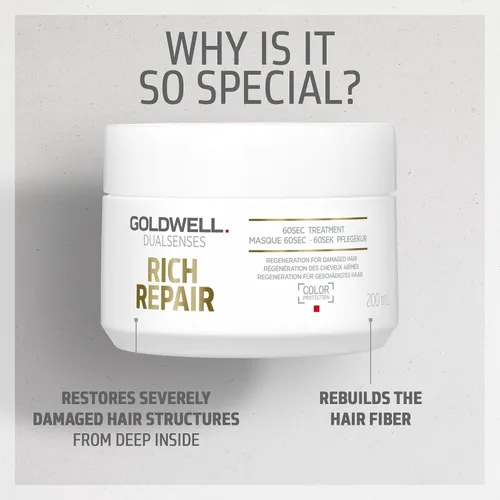 Vista 5 de Goldwell Dualsenses Rich Repair Restauración 60sec Tratamiento 6.8 fl oz