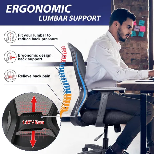 Vista 5 de Silla ergonómica giratoria grande acolchada para computadora de oficina con altura ajustable para trabajo pesado