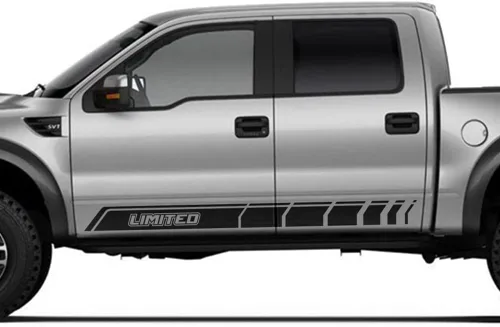 Vista 4 de Adhesivos Offroad Stripe Kit Limited Graphics Rocker Panel Calcomanías compatibles con Ford F150 2015-Presente (negro brillante)