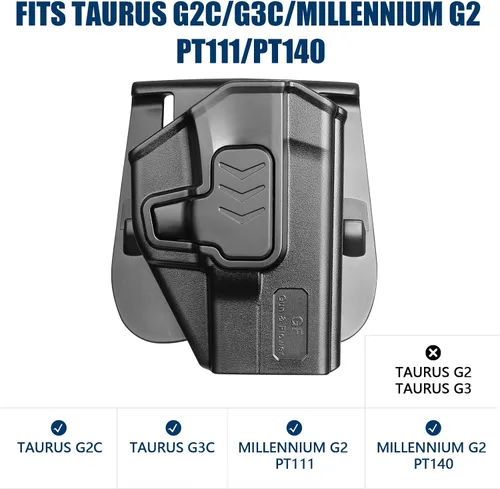 Vista 2 de GUN & FLOWER Paddle OWB Holster for Glock 17/19, Taurus G2C/G3C, 1911 5" No Rail, with Molle Adapter, Index Finger Release, 360° Adjustable Paddle