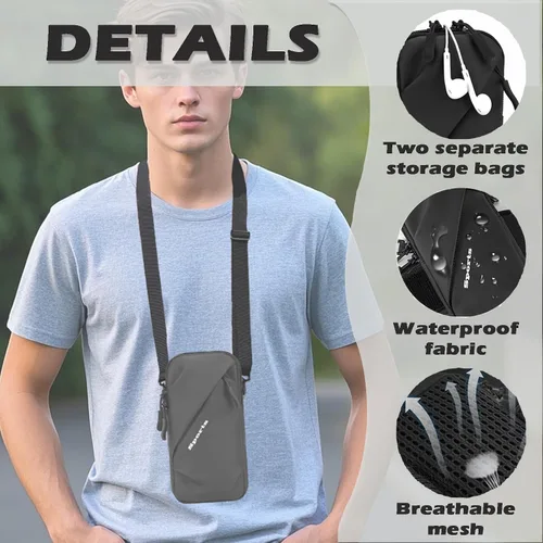 Vista 6 de Prime Comfort Funda para teléfono celular con correa cruzada ajustable, cordón para el cuello y correa para la muñeca, soporte para teléfono celular