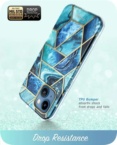Vista 5 de i-Blason Cosmo Series - Funda protectora delgada de cuerpo completo para iPhone 13 de 6.1 pulgadas (versión 2021), color azul océano