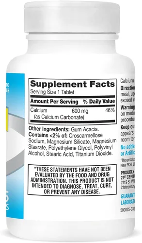 Vista 7 de 21st Century Suplemento de calcio, 600 mg, 75