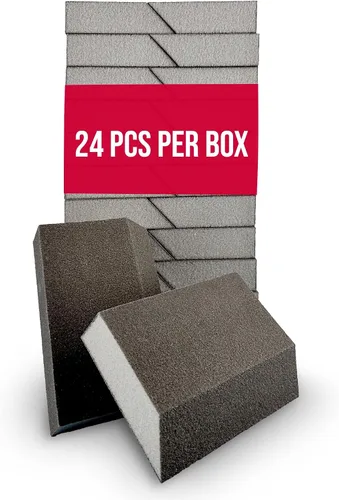Vista 10 de Virginia Abrasives Bloques de esponja de lijado, almohadillas de espuma de grano medio de ángulo único de 5 x 3 x 1 pulgada para madera, paneles