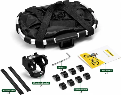 Vista 6 de ANZOME Bike Basket, Foldable Front Handlebar Carrier with Quick Release