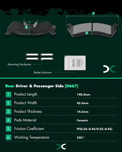 Vista 4 de SCITOO Juego de pastillas de freno de disco delanteras y traseras de cerámica para Ford Explorer 1995-2001, 1998-2002 para Ford Ranger, 1997-2001