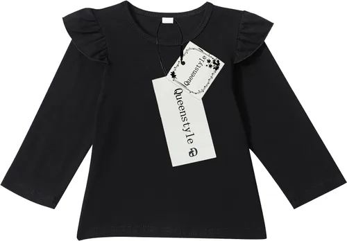Vista 3 de Top de manga larga con cuello redondo para bebé niña, marrón (Brown-1)