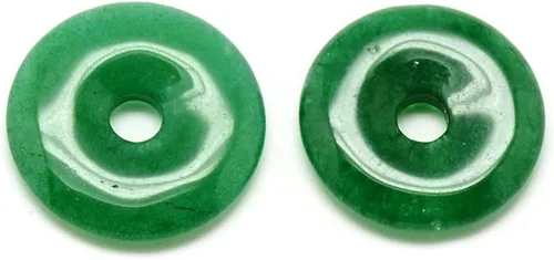 Vista 8 de KitBeads 10 dijes de dona de jade natural, dije curativo de chakras, círculo, moneda, cuarzo para hacer collares, joyas