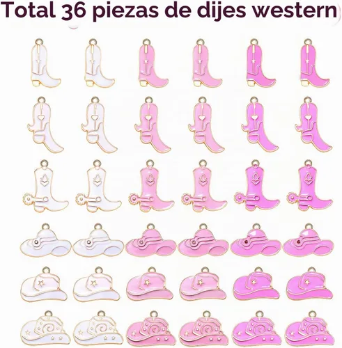 Vista 2 de NVENF 36 dijes para botas de vaquero para hacer joyas, esmalte de vaquera occidental, sombrero de bota, dijes para collares, pulseras, aretes