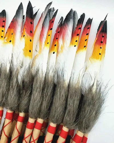 Vista 6 de LWINGFLYER Tocado de plumas Gorro de estilo indio nativo americano de 155 a 177 pulgadas