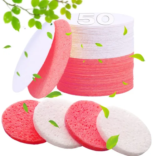 Vista 7 de 50 esponjas faciales comprimidas para esteticistas - esponja facial de celulosa 100% natural, esponjas de spa para limpieza facial, masaje
