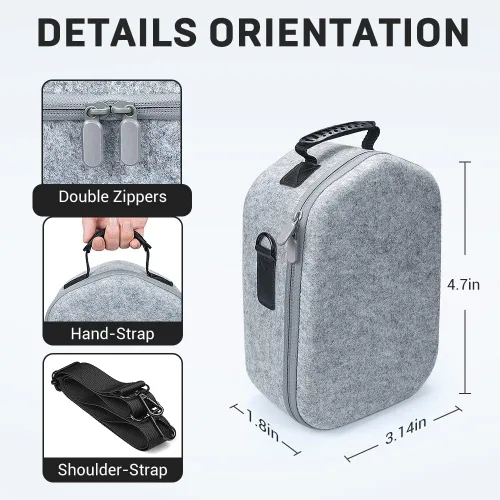 Vista 4 de Vimetapro Estuche de transporte para Quest 2, bolsa rígida para accesorios Quest 2, auriculares de realidad virtual con correa Elite y controles