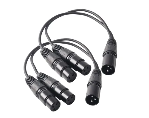 Vista 5 de XLR Splitter - Cable de conexión equilibrado en Y de 3 pines hembra a macho dual - 1 pie 2 unidades F_2M US