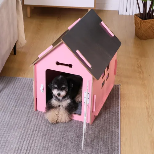 Vista 3 de RYpetmia - Casa de interior para perros y gatos pequeños, casa de madera para mascotas