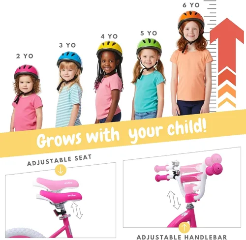 Vista 2 de Bicystar - Bicicleta para niñas de 12, 14, 16 pulgadas para bebés de 2 a 5 años, bicicleta infantil princesa con ruedas de entrenamiento, cuadro