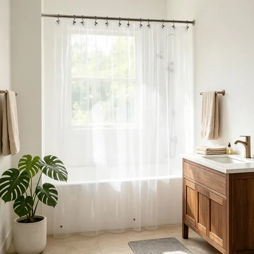 Vista 33 de Barossa Design - Forro de cortina estrecho de PEVA para ducha, con 3 imanes, impermeable, para cabina de baño pequeña, sin PVC, ojales metálicos