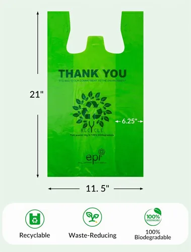 Vista 3 de [500 por caja] Bolsas reciclables compostables reutilizables biodegradables para camisetas Bolsas de compras de comestibles Bolsas de plástico