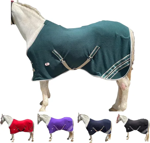 Vista 8 de Majestic Ally Manta de caballo de forro polar antibolitas con cuerda trenzada plateada (negro, 70)