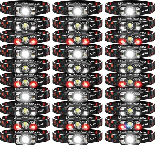 Vista 10 de Linterna Frontal Recargable Paquete de 2, 3000 Lúmenes Linterna Frontal Ultraligera Brillante con Luz Blanca y Roja, Faro LED con Sensor