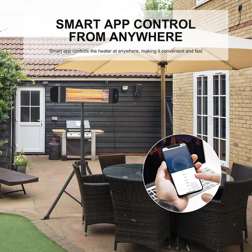 Vista 6 de Pasapair Calentador eléctrico para patio, calentador infrarrojo inteligente para interiores, temporizador de 24 horas con control de aplicación