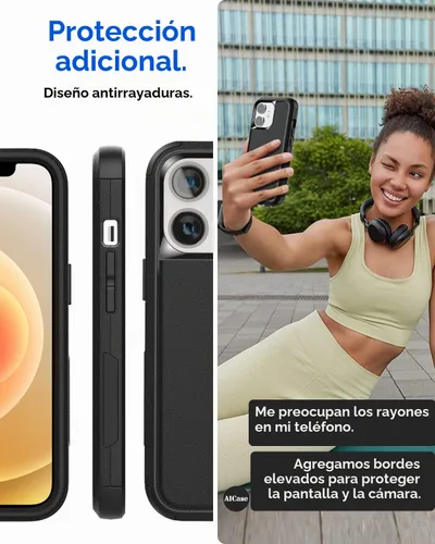 Vista 7 de AICase Funda resistente para iPhone 12/iPhone 12 Pro, protección de grado militar duradera de 3 capas apta para bolsillos, cubierta protectora a