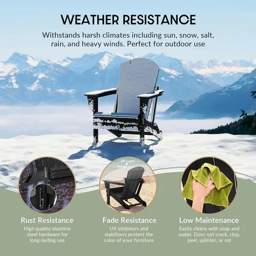 Vista 5 de WestinTrends Malibu Outdoor Patio HDPE Silla plegable de polietileno Negro