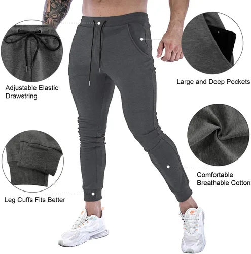 Vista 5 de Wangdo Pantalones deportivos ajustados para hombre, pantalones deportivos cónicos para entrenamiento, pantalones deportivos casuales para correr