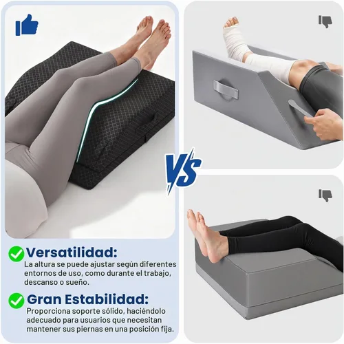 Vista 5 de Almohadas de elevación para pierna después de la cirugía, almohada de cuña ajustable de espuma viscoelástica para lesiones o descanso, almohada