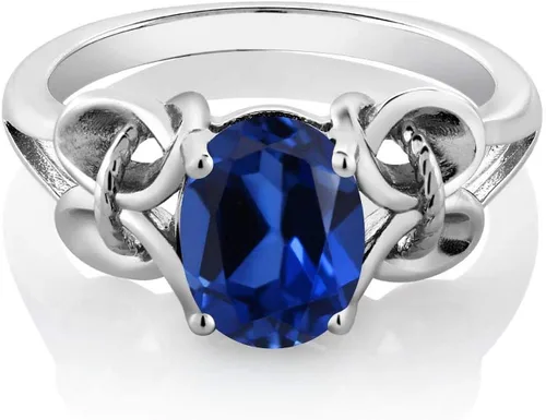 Vista 80 de Gem Stone King Anillo de compromiso ovalado con piedra natal para mujer, plata de ley 925, ovalado de 0.354 x 0.276 in, anillo de compromiso