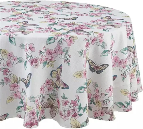 Vista 2 de Lenox Butterfly Meadow - Mantel de damasco multicolor, 52 pulgadas de ancho x 52 pulgadas de largo, cuadrado
