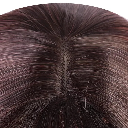 Vista 5 de morvally Peluca larga ondulada con flequillo para mujer, cabello sintético moreno, resistente al calor, aspecto natural para uso diario